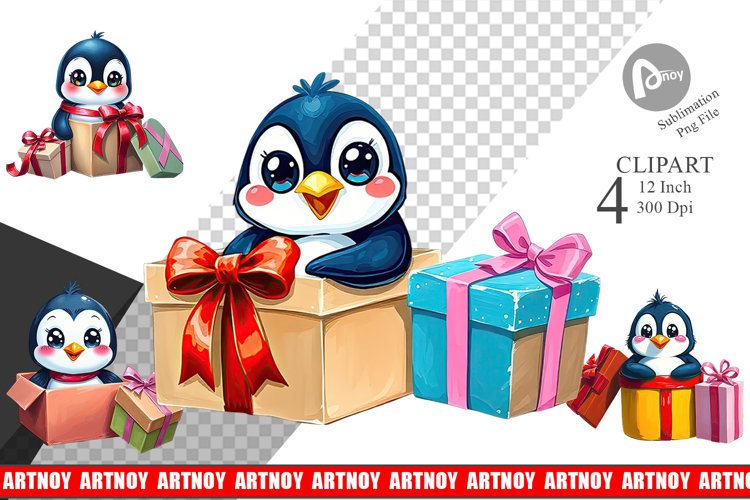 Penguin Clipart Gift