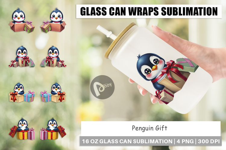 Glass Can Penguin Gift