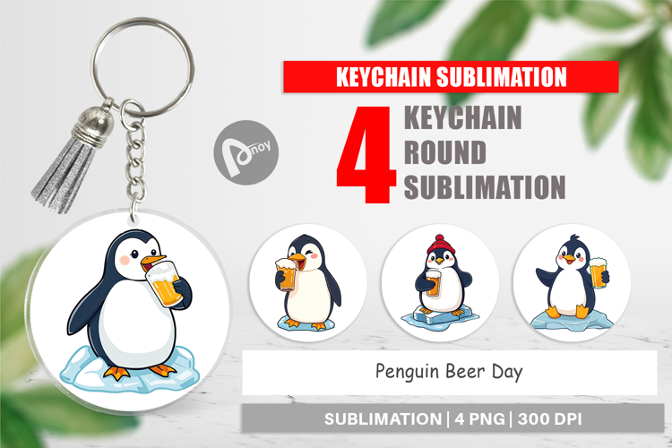 Keychain Penguin Beer Day
