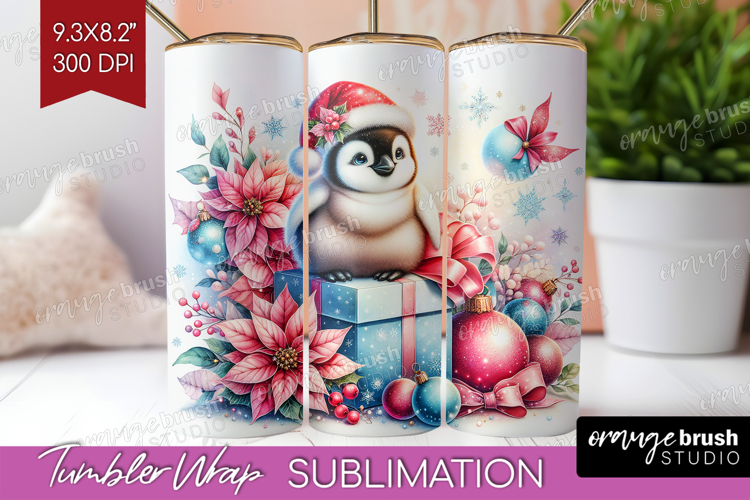 Penguin Pastel Christmas Tumbler Wrap Coquette Xmas Tumbler