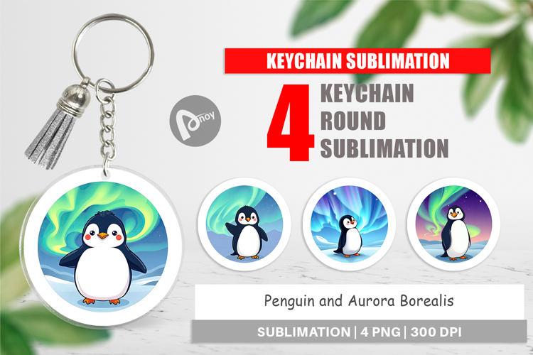 Keychain Penguin and Aurora Borealis