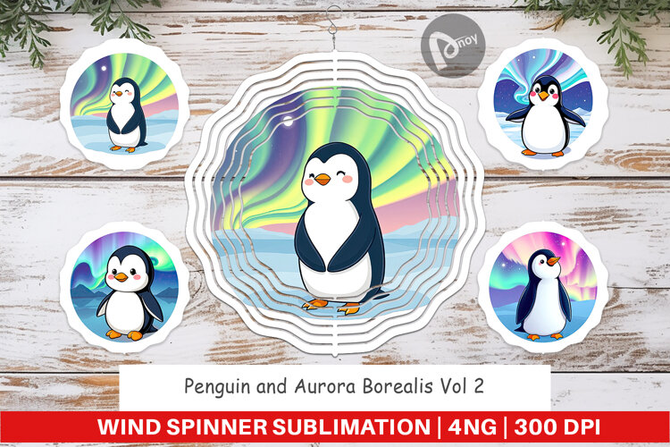 Wind Spinner Penguin and Aurora Borealis example image 1