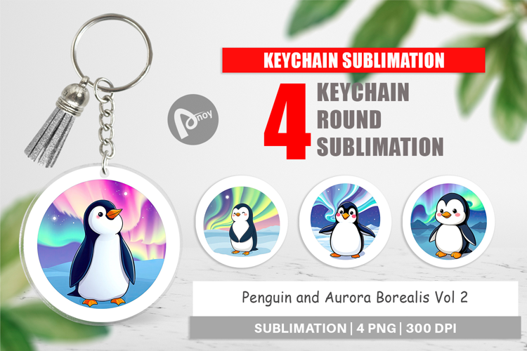 Keychain Penguin and Aurora Borealis