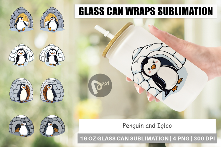 Glass Can Penguin and Igloo