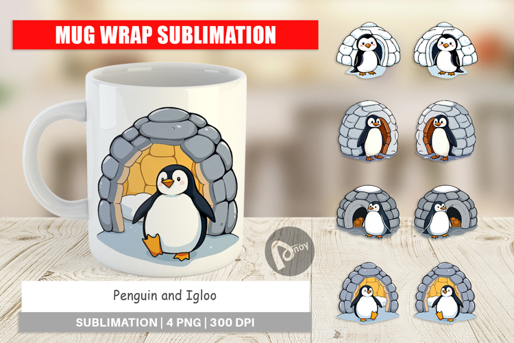 Mug Wrap Penguin and Igloo