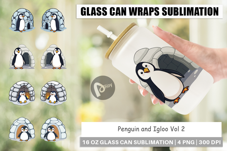 Glass Can Penguin and Igloo