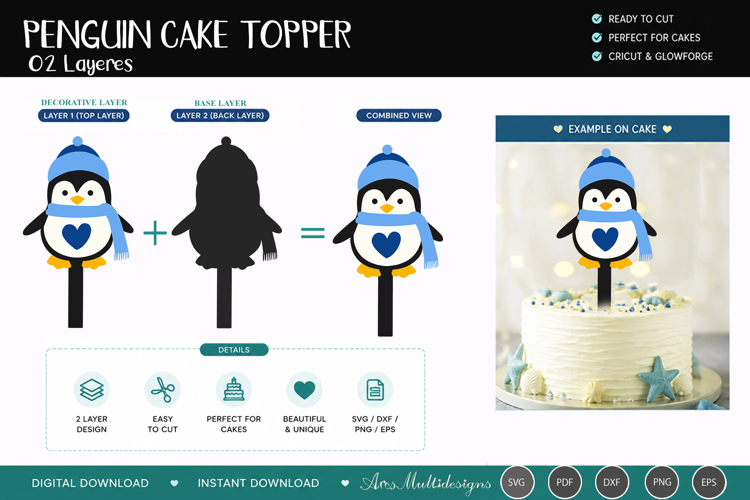 Penguin Cake Topper SVG