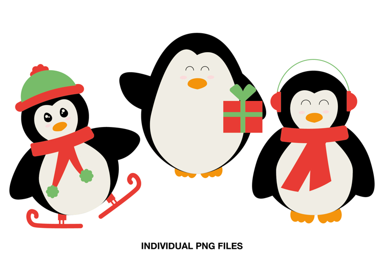 Penguin Christmas Clipart, Winter PNG for Christmas Crafts