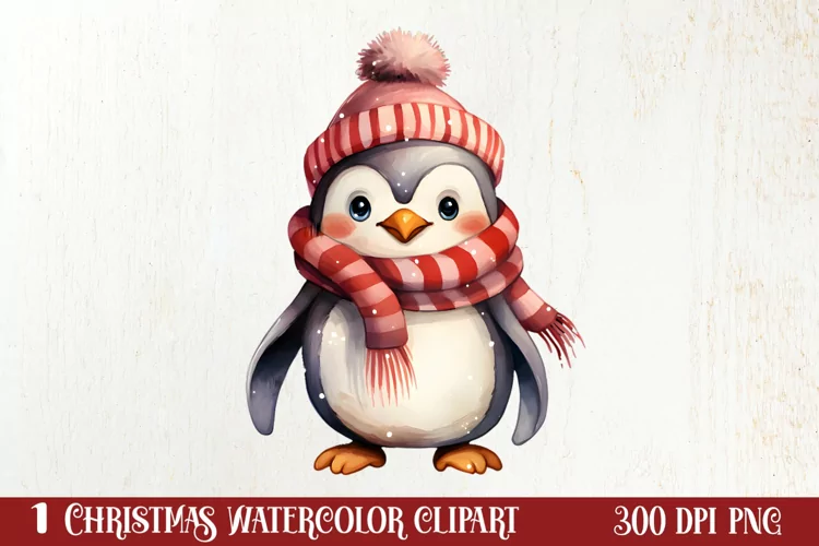Penguin Christmas Santa Hats Sublimation Clipart