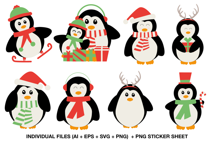 Penguin Christmas Clipart | Cute Holiday PNG for Kids