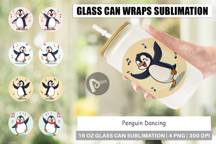 Glass Can Penguin Dancing