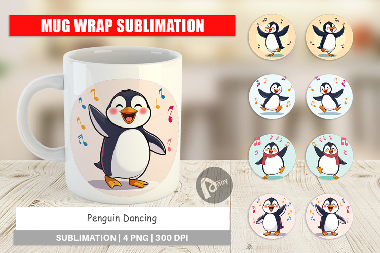 Mug Wrap Penguin Dancing