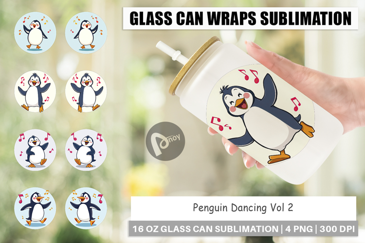 Glass Can Penguin Dancing