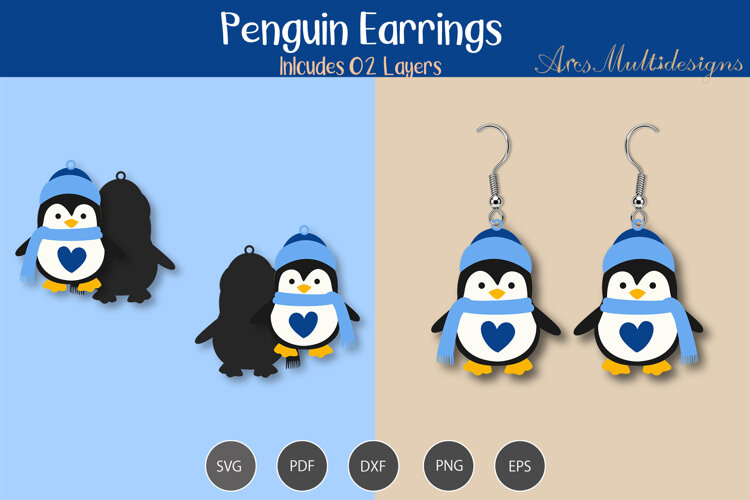 Layered Penguin Earring SVG example image 1