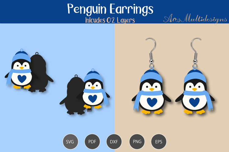 Layered Penguin Earring SVG