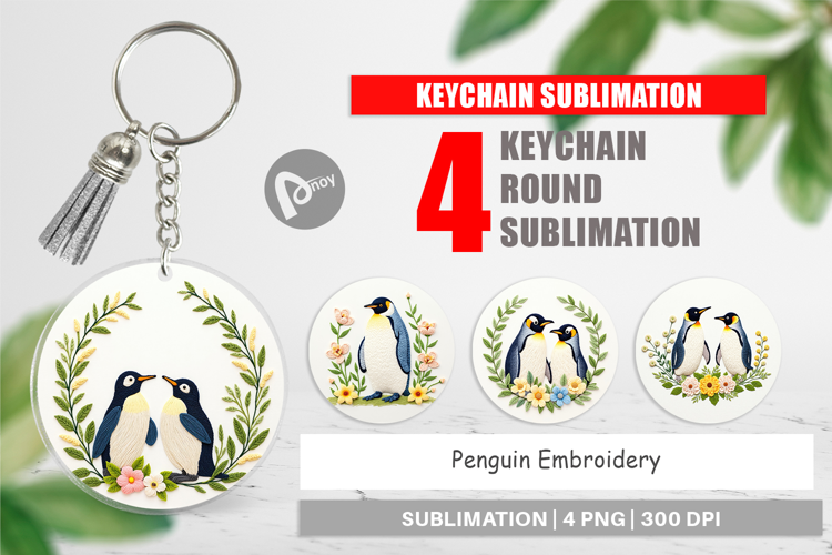 Keychain Penguin Embroidery