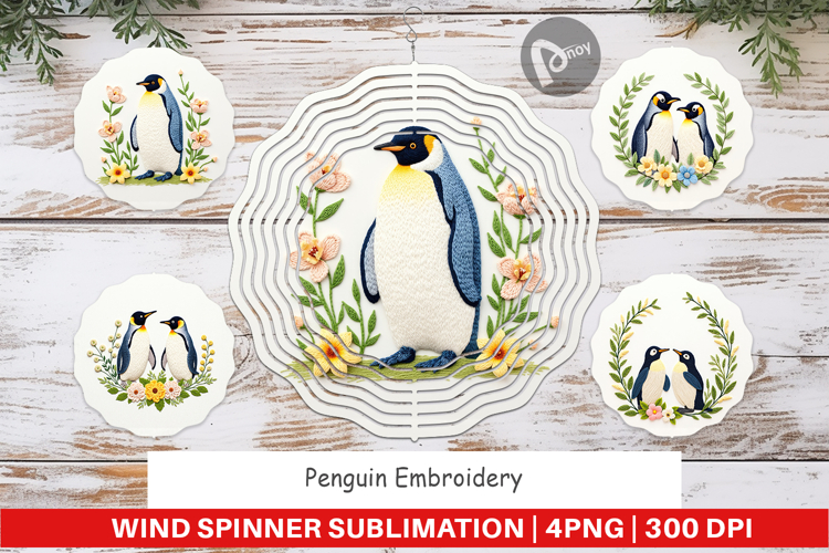 Wind Spinner Penguin Embroidery