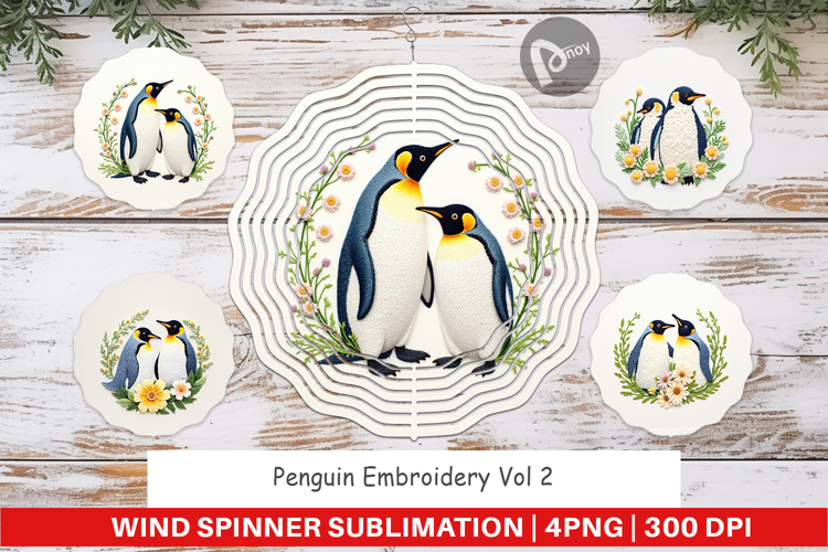 Wind Spinner Penguin Embroidery
