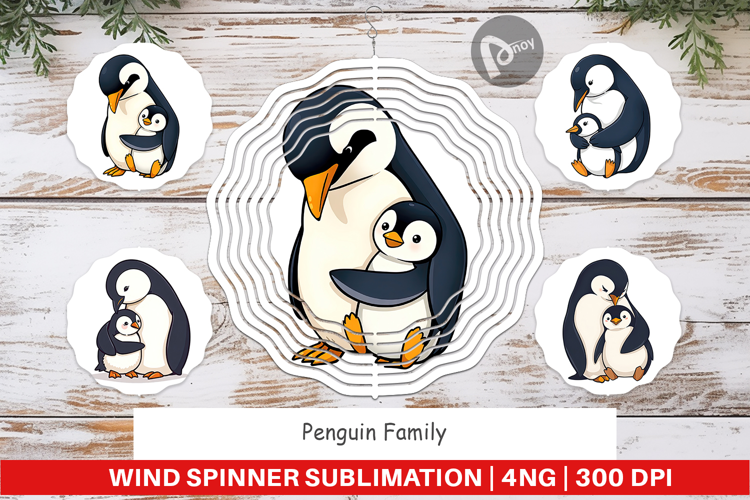 Wind Spinner Penguin Family