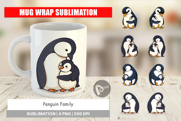 Mug Wrap Penguin Family