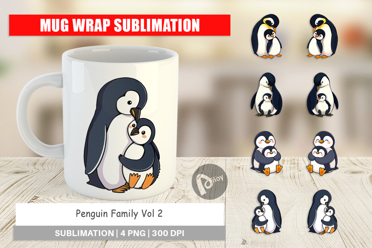 Mug Wrap Penguin Family