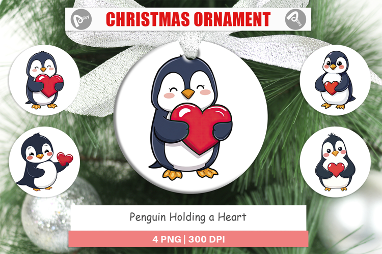 Ornament Penguin Holding a Heart