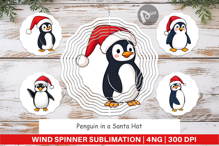 Wind Spinner Penguin in a Santa Hat example image 1