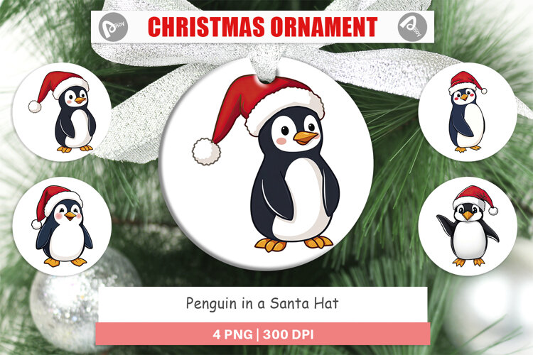 Ornament Penguin in a Santa Hat example image 1