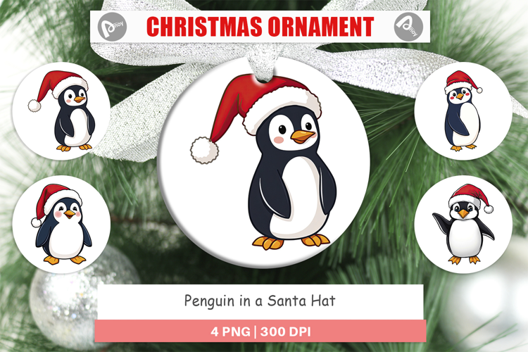 Ornament Penguin in a Santa Hat