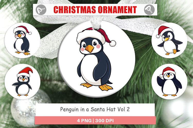 Ornament Penguin in a Santa Hat example image 1