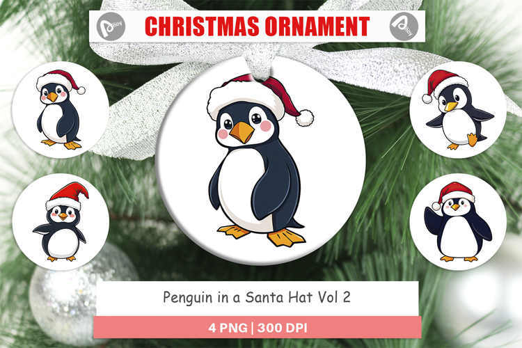Ornament Penguin in a Santa Hat