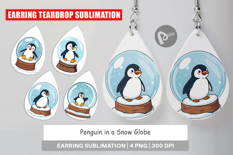 Earring Penguin in a Snow Globe