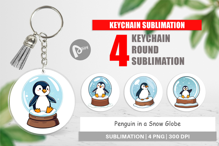 Keychain Penguin in a Snow Globe