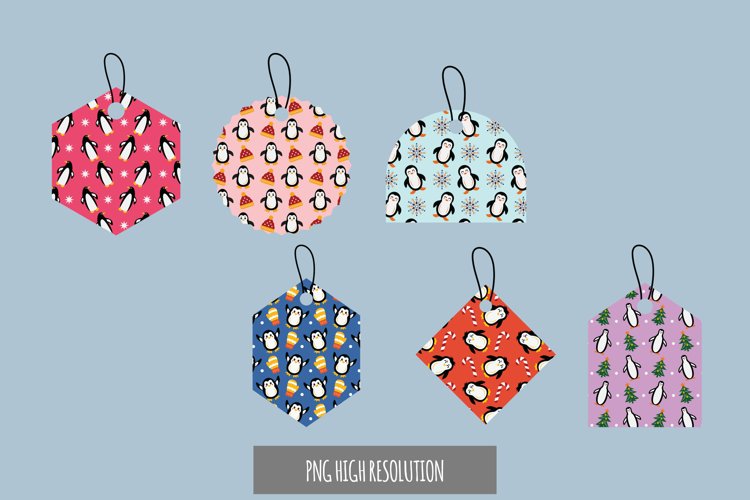 Penguin Patterned Shaped Tag