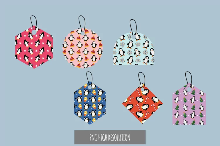Penguin Patterned Shaped Tag