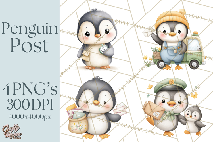 Penguin Post Office Clipart PNG, Cute Mail Carrier Clip Art