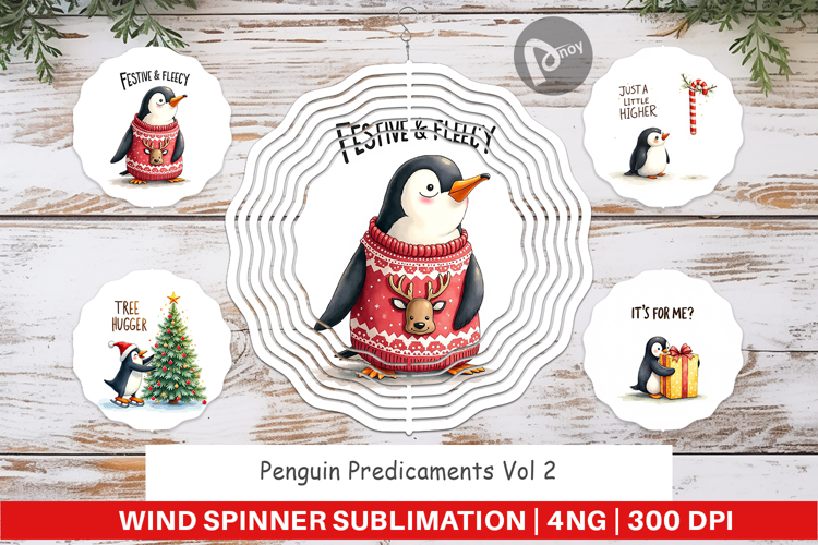 Penguin Predicaments Wind Spinner