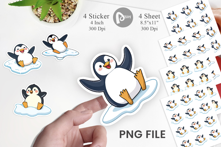 Sliding Penguin Sticker