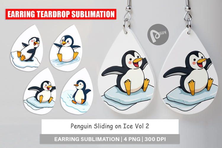 Earring Penguin Sliding on Ice