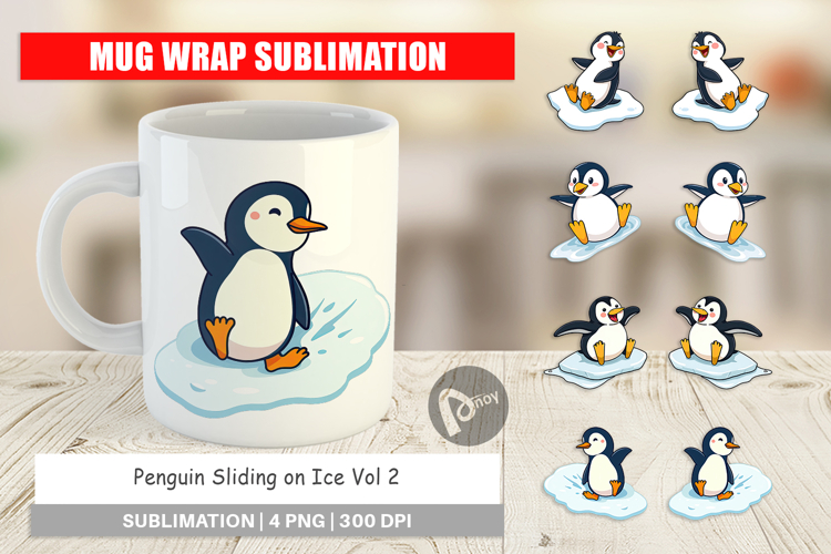 Mug Wrap Penguin Sliding on Ice