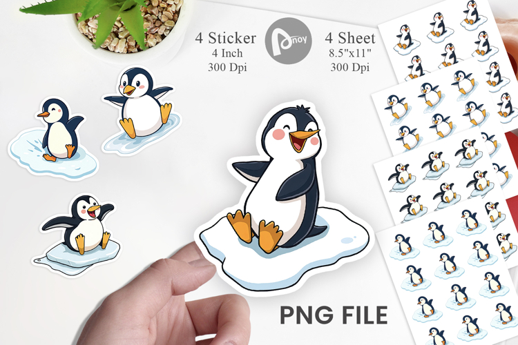 Sliding Penguin Sticker