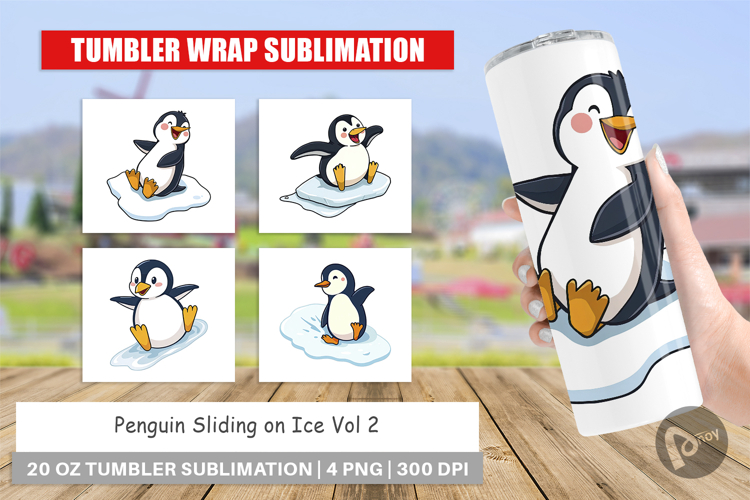 Tumbler Penguin Sliding on Ice