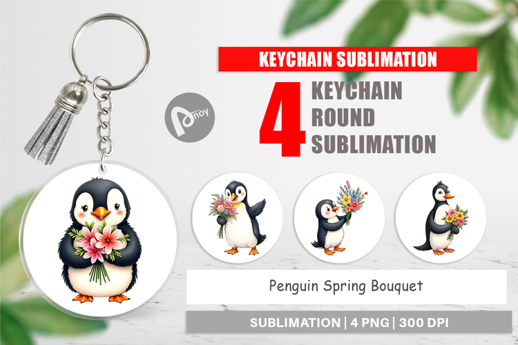 Keychain Penguin Spring Bouquet