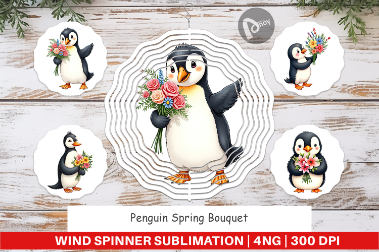 Wind Spinner Penguin Spring Bouquet