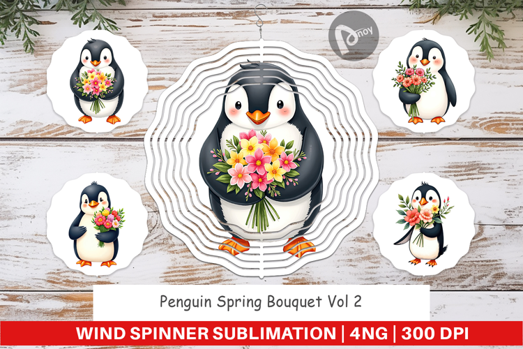 Wind Spinner Penguin Spring Bouquet