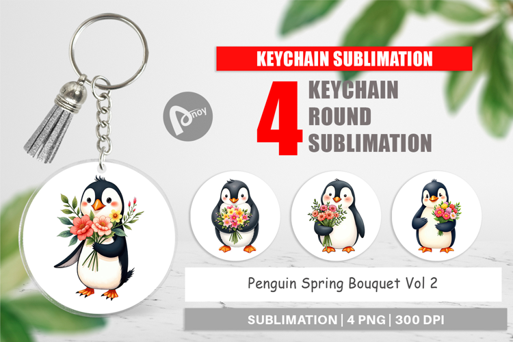 Keychain Penguin Spring Bouquet