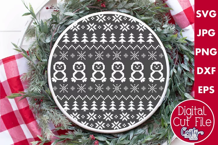 Penguin Single Color Ugly Christmas Sweater Round Sign Svg