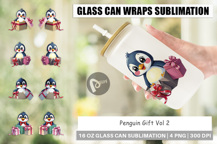 Glass Can Penguin Gift