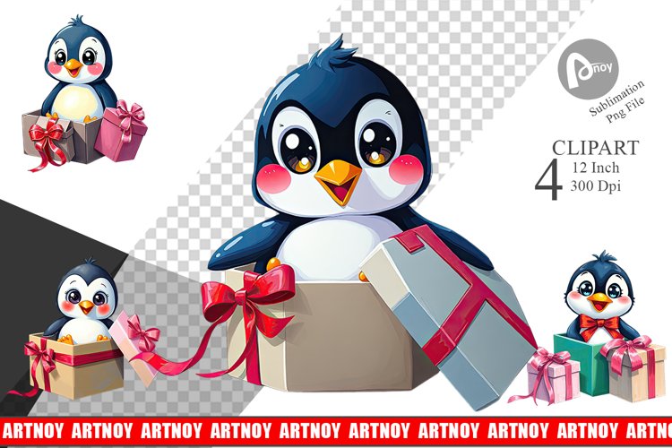 Penguin Clipart Gift