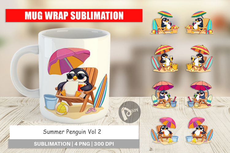 Mug Wrap Summer Penguin